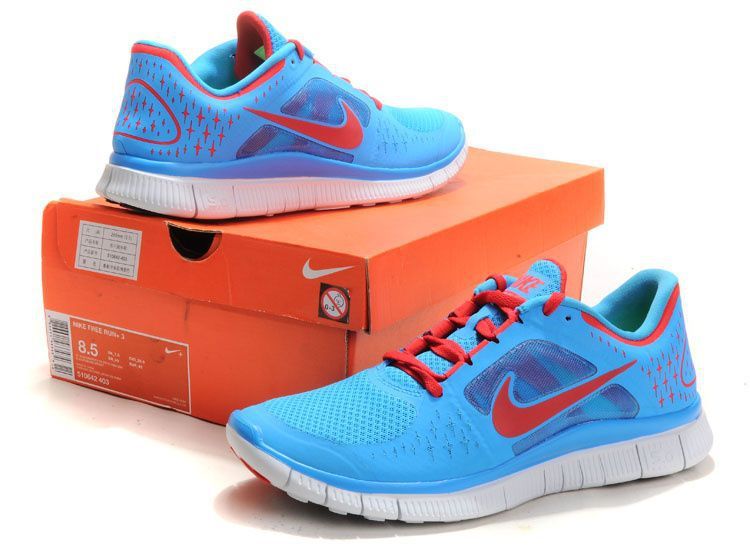 baby blue and red nike shoes