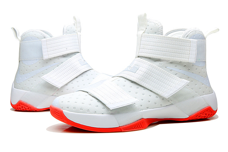 Men Lebron Soldier 10 White Reddish Orange Shoes [NBAKETBALL209 