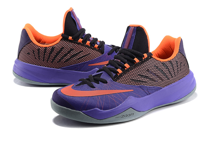 purple and orange basketball shoes
