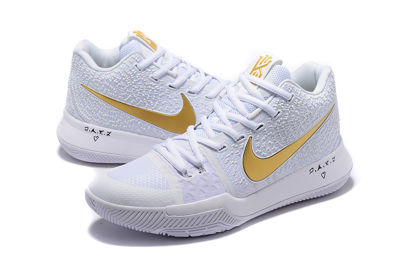 kyrie irving shoes 3 white and gold