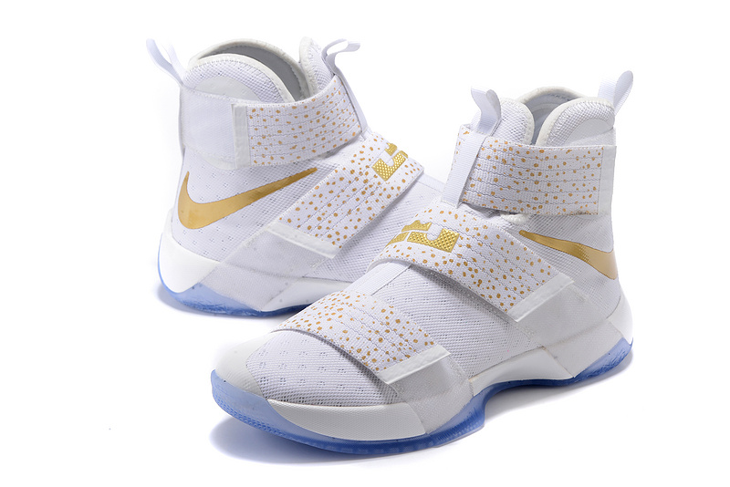 lebron james white and gold shoes