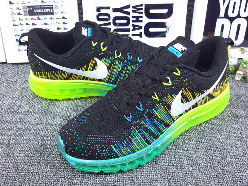 Nike Flyknit Air Max 2014 Black Green Fluorscent Shoes