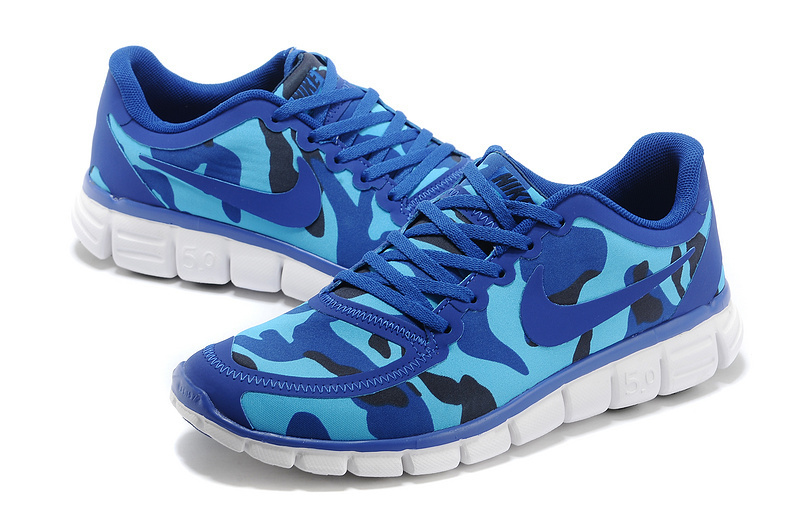 Nike Free 5.0 V4 Camouflage Navy Sea Blue Shoes