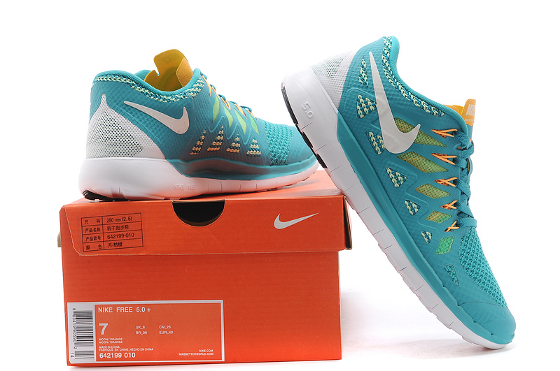 World-Up Nike Free 5.0 Light Blue Orange White Shoes