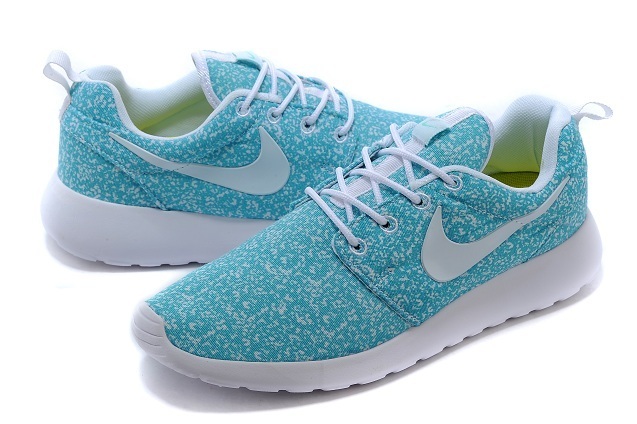 Nike Roshe Run Mesh Printing Baby Blue White Shoes