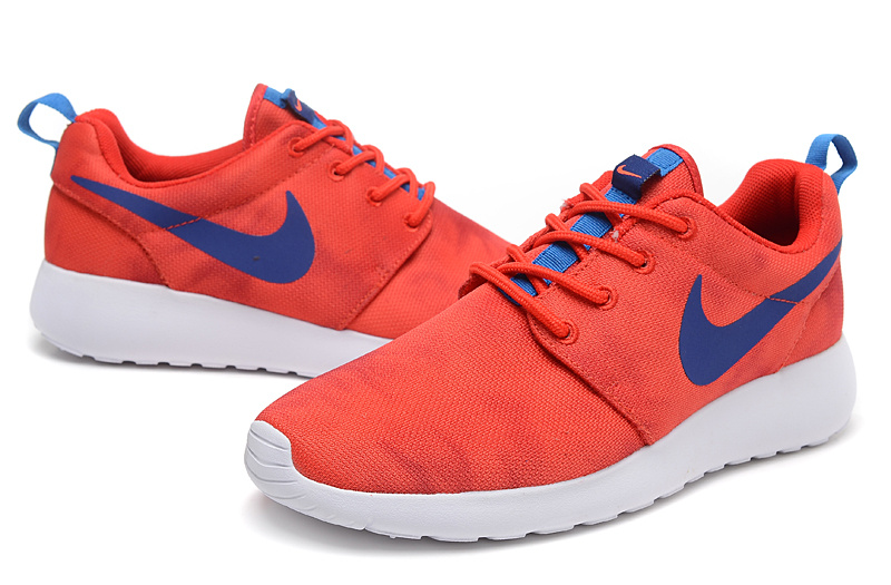 Nike Roshe Run Pattern Red Blue White Shoes