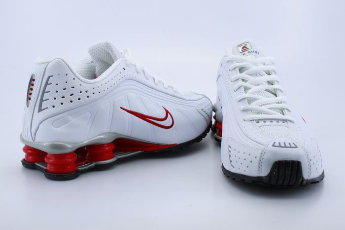 Nike Shox R4 Shoes White Red Swoosh