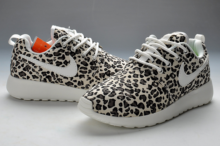 Summer Nike Roshe Run Cheetah Print White Sport Shoes For Women