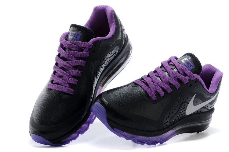 Women Nike Air Max 2014 Leather Black Purple Sport Shoes