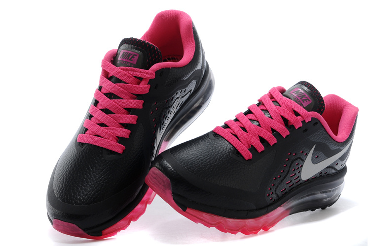 Women Nike Air Max 2014 Leather Black Red Sport Shoes