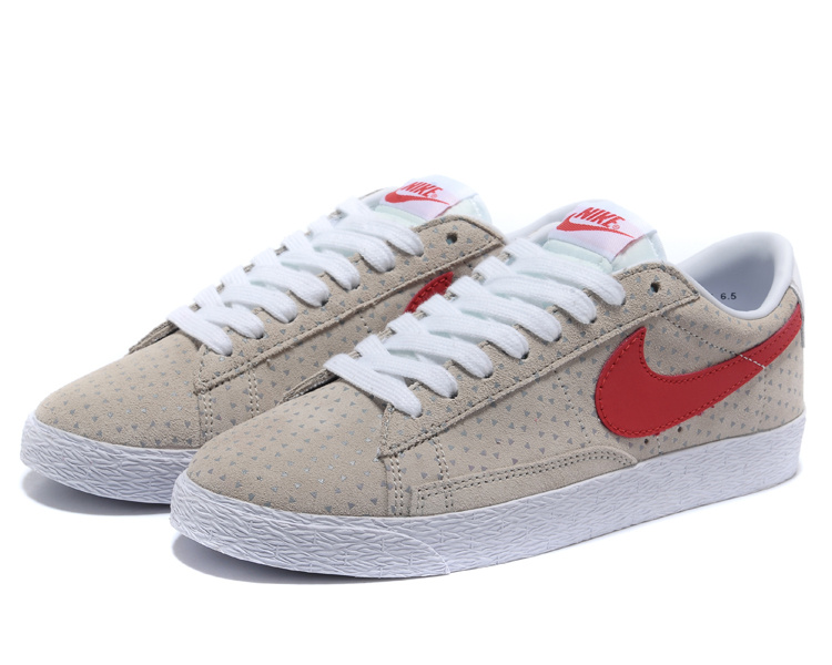 Women Nike Blazer Low Grey White Red Shoes