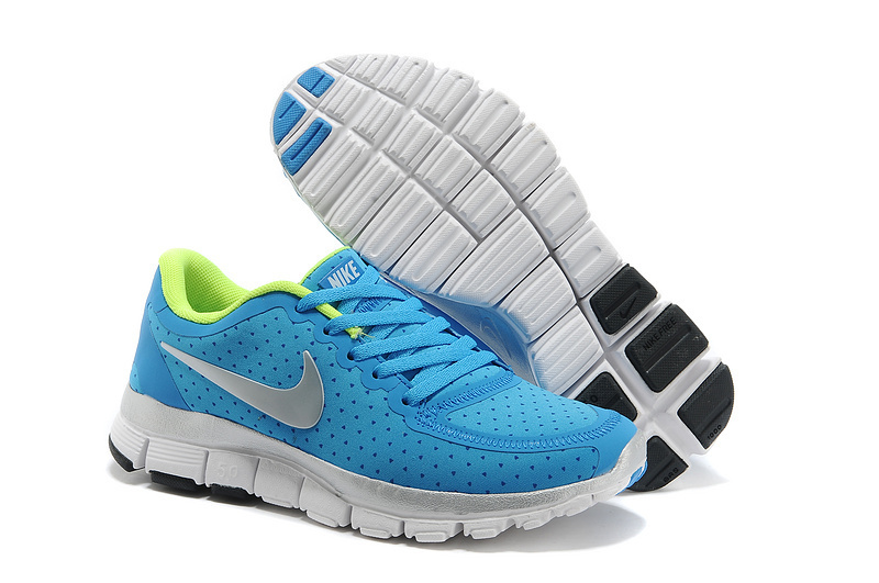 Womens Nike Free 5.0 V4 Blue Green White Shoes