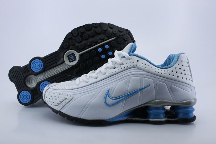 Women Shox R4 Shoes White Blue