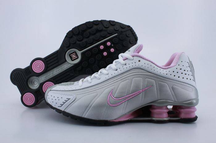 Women Shox R4 Shoes White Grey Pink